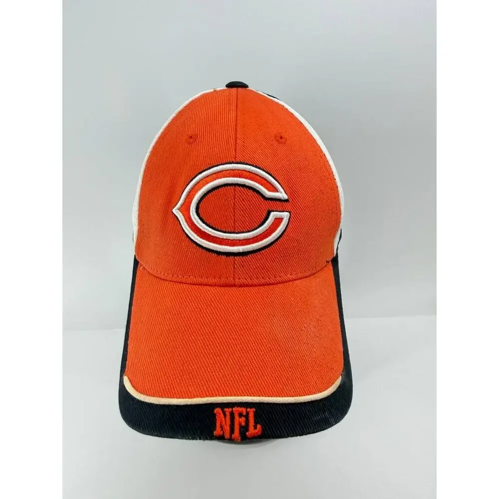 NFL Team Apparel Chicago Bears Orange Navy Adjustable Baseball Cap Hat OSFA
